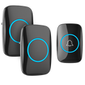 Uzaktan Kumandalı Kablosuz Kapı Zili - 1 Buton + 2 Zil / Siyah