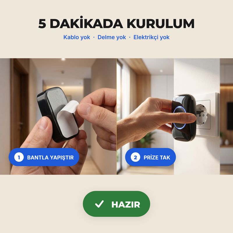Truva Ticaret® Kablosuz Kapı Zili